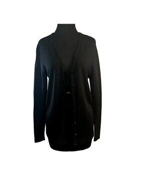 French Rags Womens Cardigan Black Size 1 Rayon Button Front V-Neck Long Sleeve
